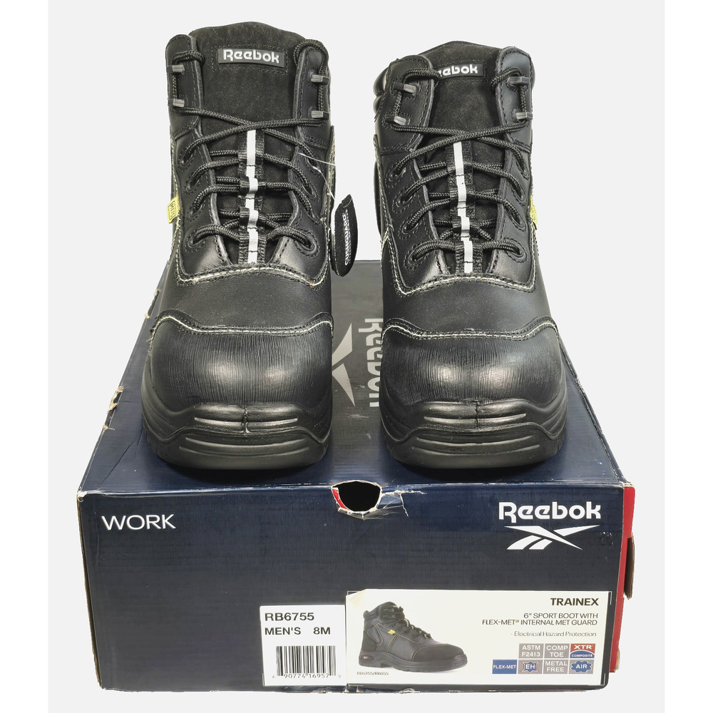 Reebok Work TRAINEX Men's 6" Black Sport Boot With Net Guard Size 8M RB6755 W 10